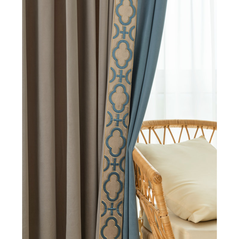 Paire de rideaux occultant et isolant avec velours Liliana, Bleu, L 45 po x L 96 po