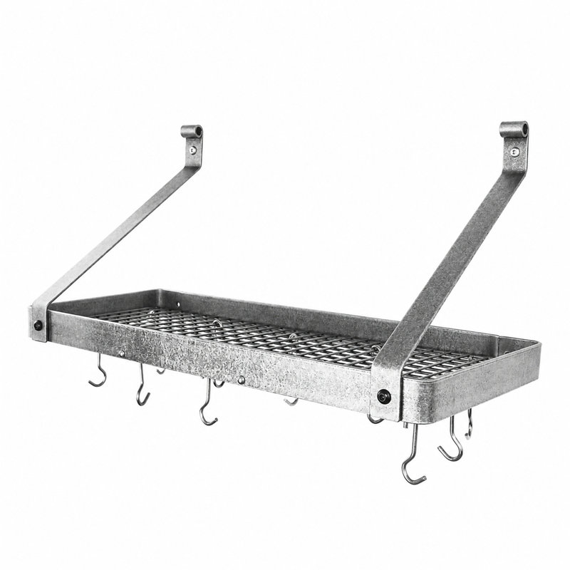 Gourmet Handcrafted Bookshelf Wall Mounted Pot Rack, 14" H x 30" W x 9" D
