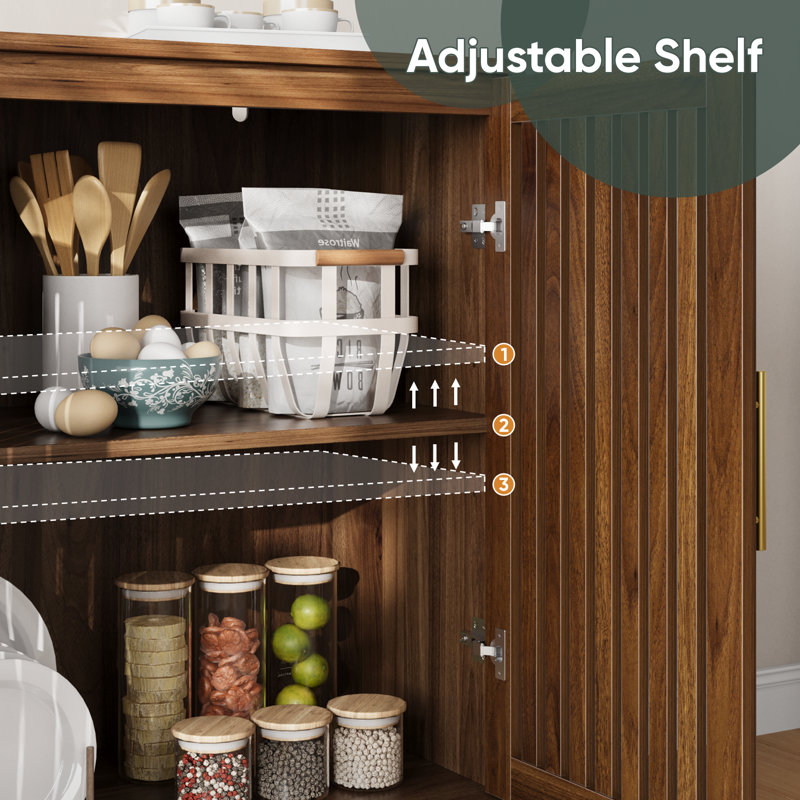 Accent Cabinet with Doors & Adjustable Shelves,Freestanding Wood Sideboard Cabinet,Coffee Bar,TV Stand for Living Room