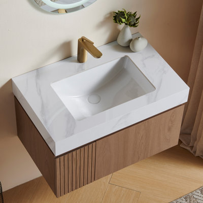 Meuble-lavabo simple en contreplaqué et en bois massif
