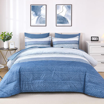 7-Piece Boho Striped Comforter Set - Soft Microfiber All Season Bedding Set