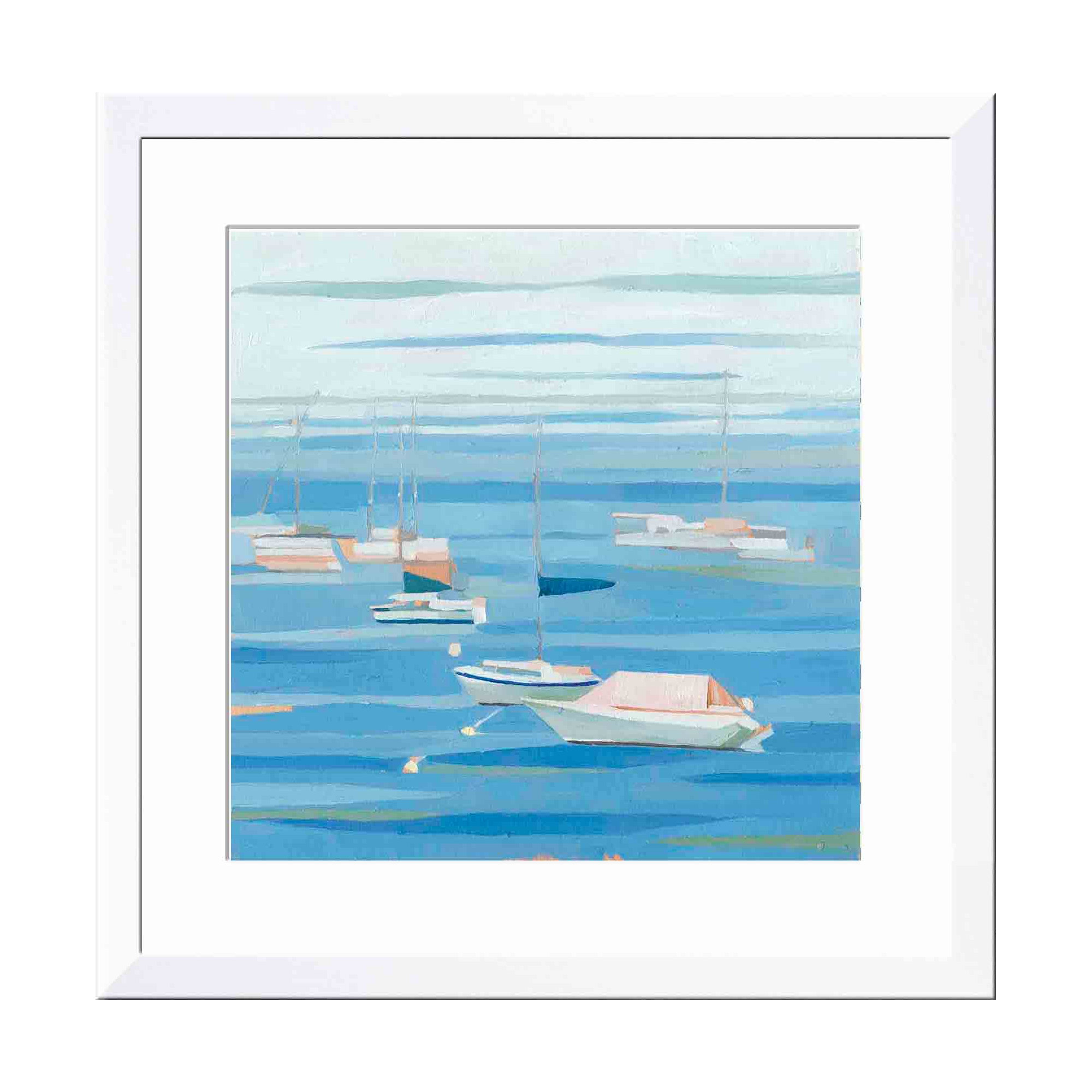 Summer Regatta I by Emma Scarvey, White, 17.8" H x 17.8" W x 1.18" D