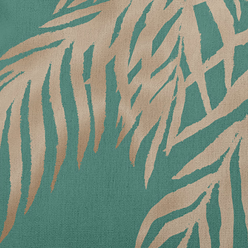 Coussin intérieur / extérieur Leafy Branch, H 18 po x l 18 po, Bleu sarcelle / floral doré