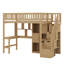 Lit mezzanine en bois avec bureau intégré, DEL, tablettes de rangement, armoires et escalier-1565812304