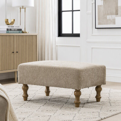 32 Inch Corduroy Storage Ottoman Bench with Flip-Top Compartment and Solid Wood Legs