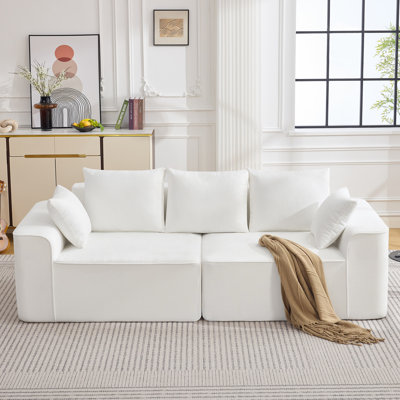 94" Wide Boneless Cloud Loveseat Sofa, Extra Deep Seat Chenille Couch – Oversized 2 Seater