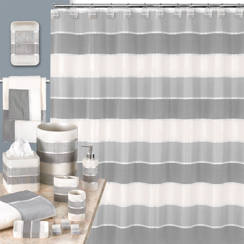 Striped Shower Curtain with Hooks Included