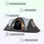 Camping familial pour 5 personnes avec crochet pour lampe, noir