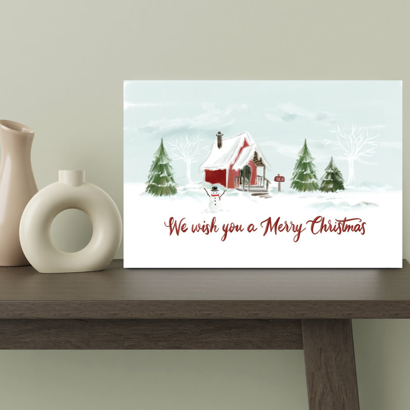 Snowy Christmas House 1 Piece Wrapped Canvas Wall Art, 30.48cm H x 45.72cm W