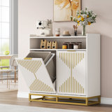 Calixto 39.37" Tilt Out Trash Can Cabinet with Double Hidden Trash Can Holder, Kitchen Free Standing Cabinet