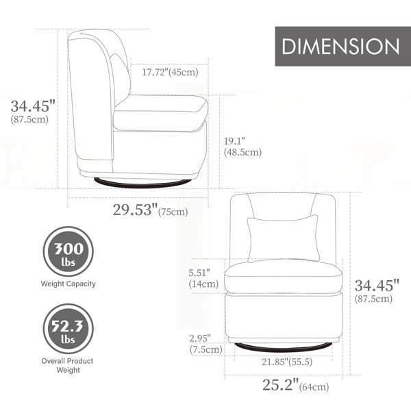 Latitude Run® Confortable et élégant, ce fauteuil pivotant à 360 ° en ...