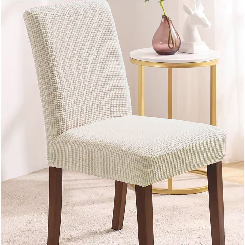 6 Piece Set - Slipcovers Dining Kitchen Desk Chair Stretch Cover Protector, Beige Polyester