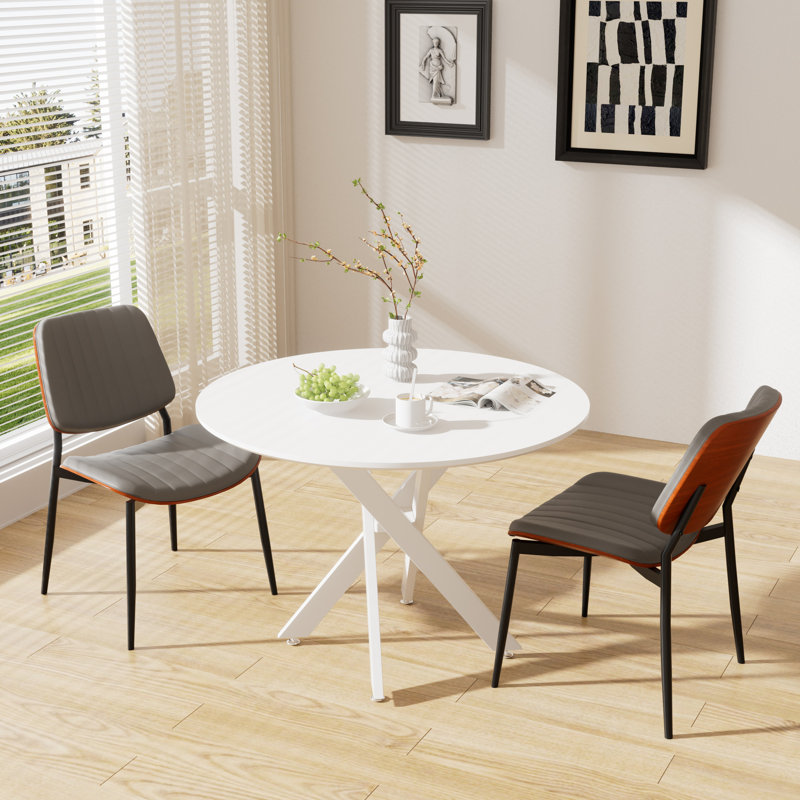 Ensemble de table de salle à manger rond en bois, 3, Gris