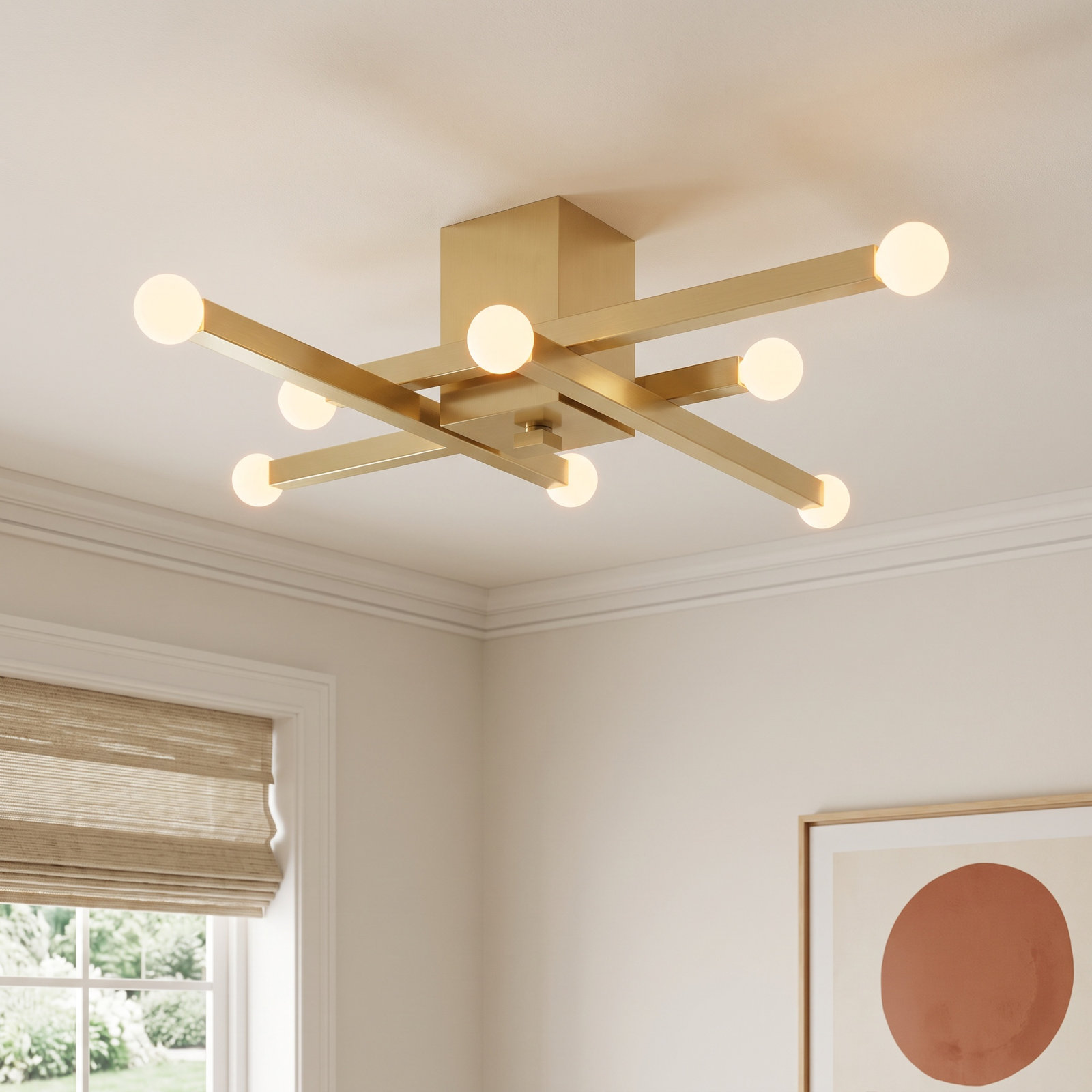 Peary 8-Light Flush Mount, Aged Brass