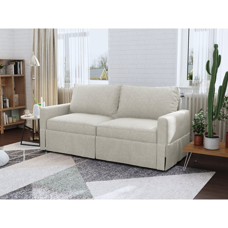 70'' Upholstered Sofa, Beige 100% Polyester