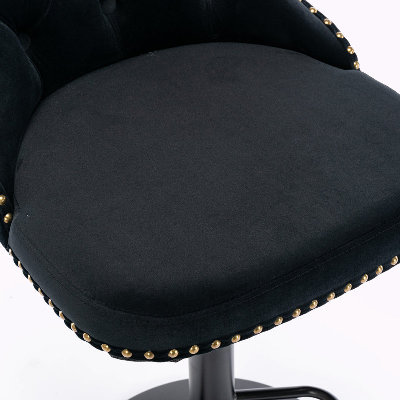 Divonte Swivel Upholstered Adjustable Height Counter Stool, Black