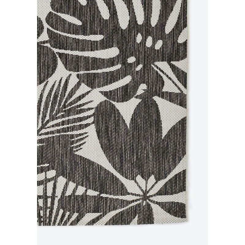Charcoal Geometric Synthetic Washable Rectangular Rug 5'3" x 7'6"