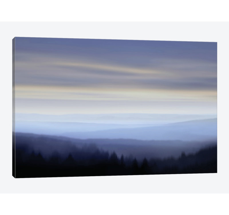 «Panorama I» par Madeline Clark - impression sur toile tendue, H 16 po x l 24 po x P 1 po, Toile avec cadre noir, Blanc