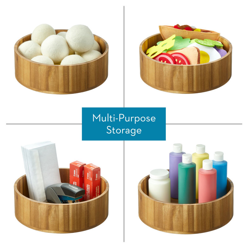Natural Acacia Wood 10.5-Inch Revolving Lazy Susan Organizer