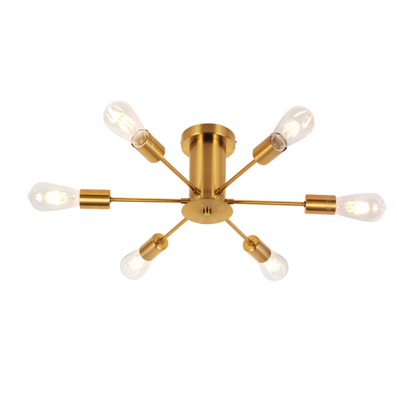 Plafonnier semi-encastré 31,68 po 6 lumières Iseult, Laiton