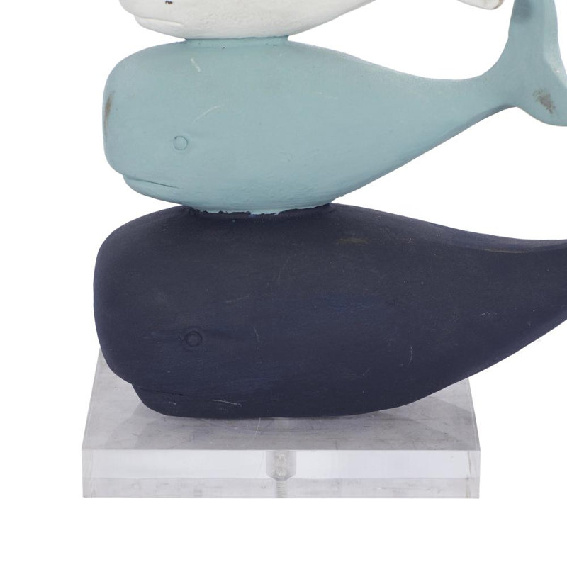 Shan 15" H Stone Whale Sculpture with Clear Acrylic Base