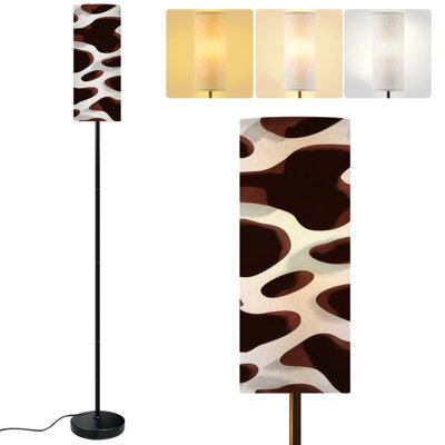  68.5" Standing Floor Lamp Abstract Cow brown Dimmable Metal Pole Lamp with Linen Lampshade LED Bulb Included