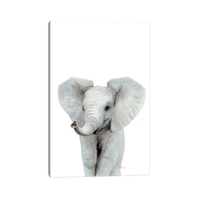 Baby Elephant by Watercolor Luv - Wrapped Canvas Painting