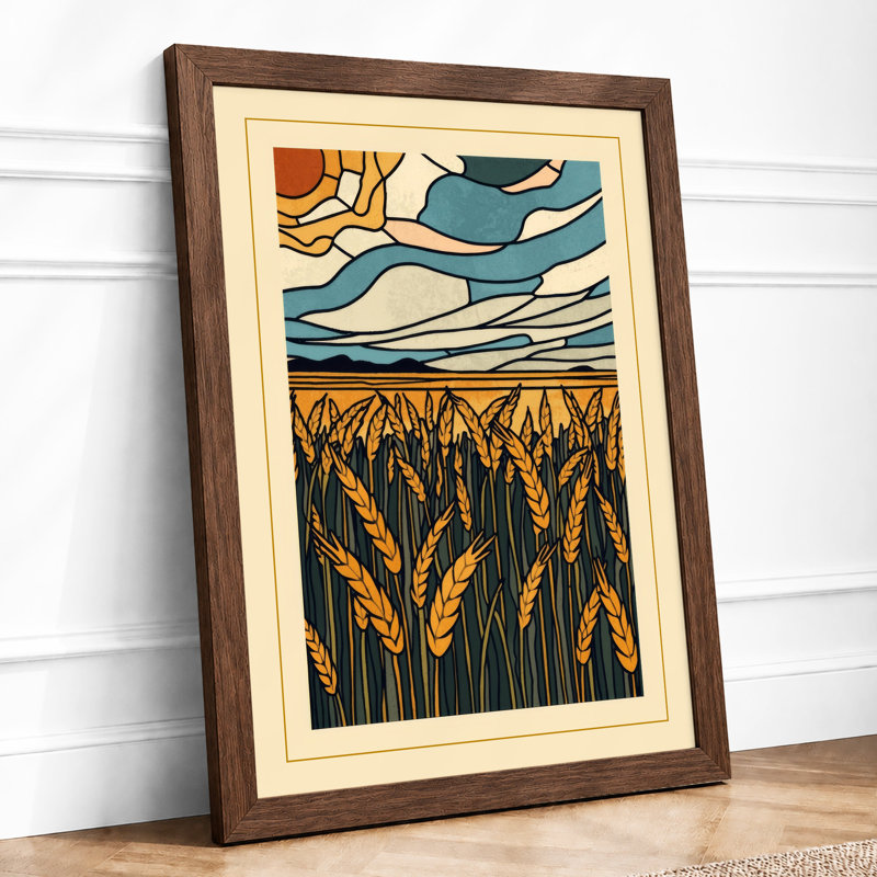 Harvest Landscape Rustic - Print, A2 - 59.4 x 42.0 cm, Walnut
