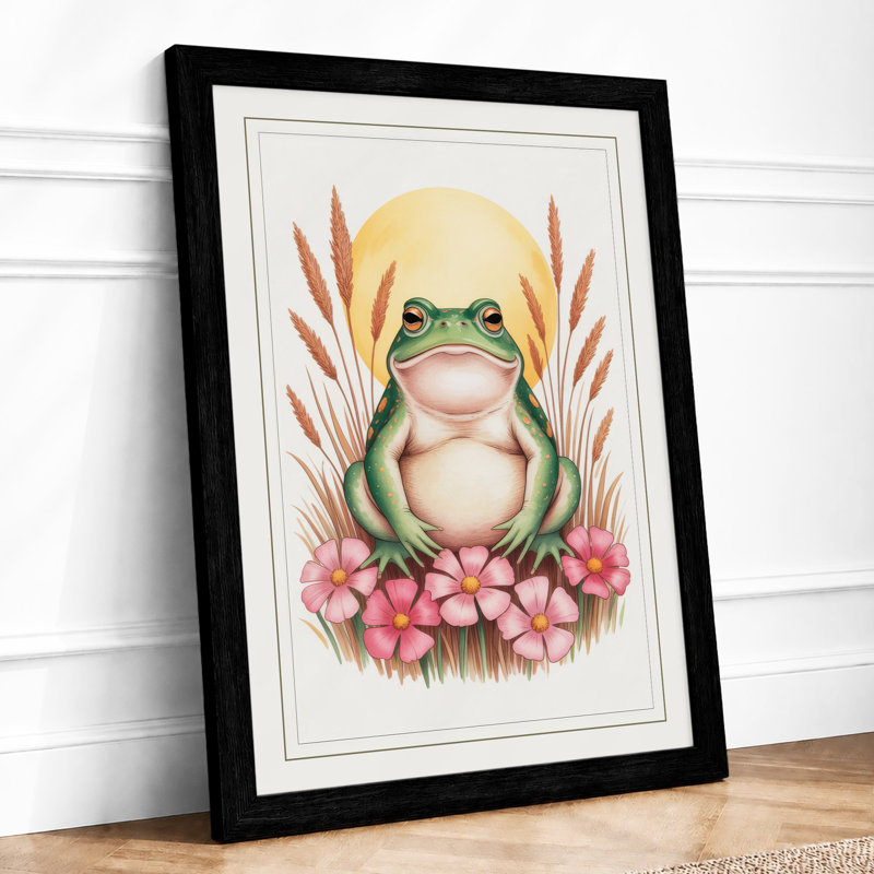 Dreaming Frog Boho - Framed Print, Black, A3 - 42.0 x 29.7 cm