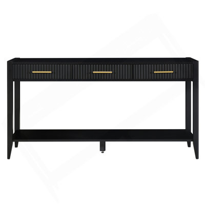 60" Painted Console Table With 3 Drawers,Wooden Entryway Table With Storage Shelf, Farmhouse Sofa Table For Living Room, Hallway,Entryway, Foyer, Corridor(Black)