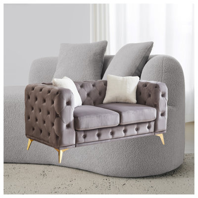 FX 61.25" W x 32.75" D x 30.25" H Chesterfield Button Tufted Velvet Sofa
