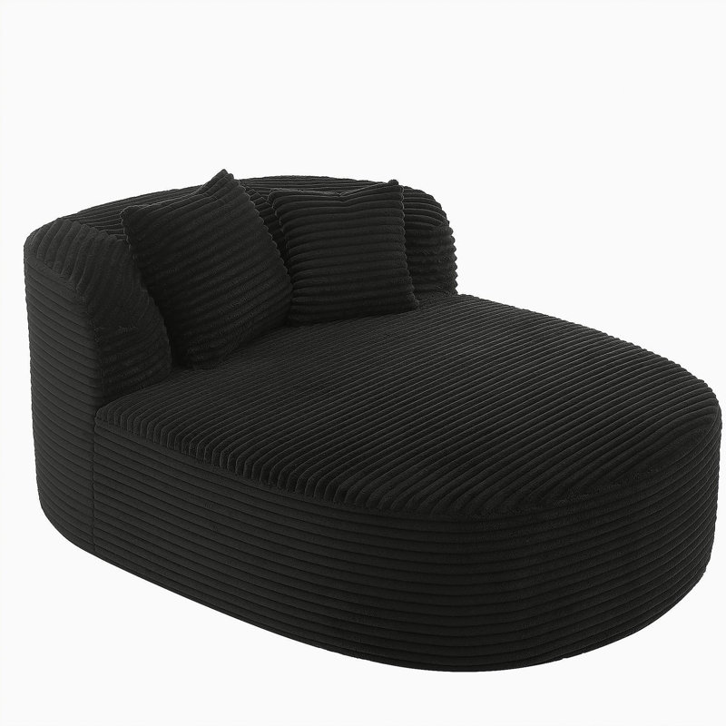 Canapé moderne sans méridienne 51,6 po avec deux coussins de soutien pour le salon, noir