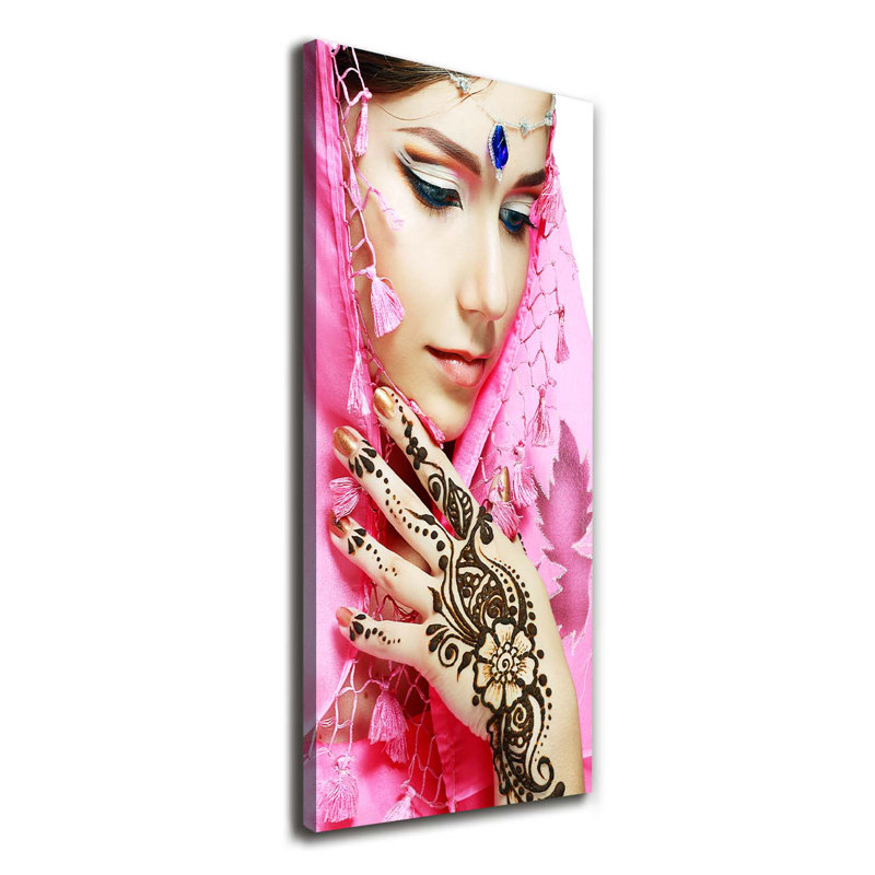 Indian Woman 1 Piece Wrapped Canvas Wall Art