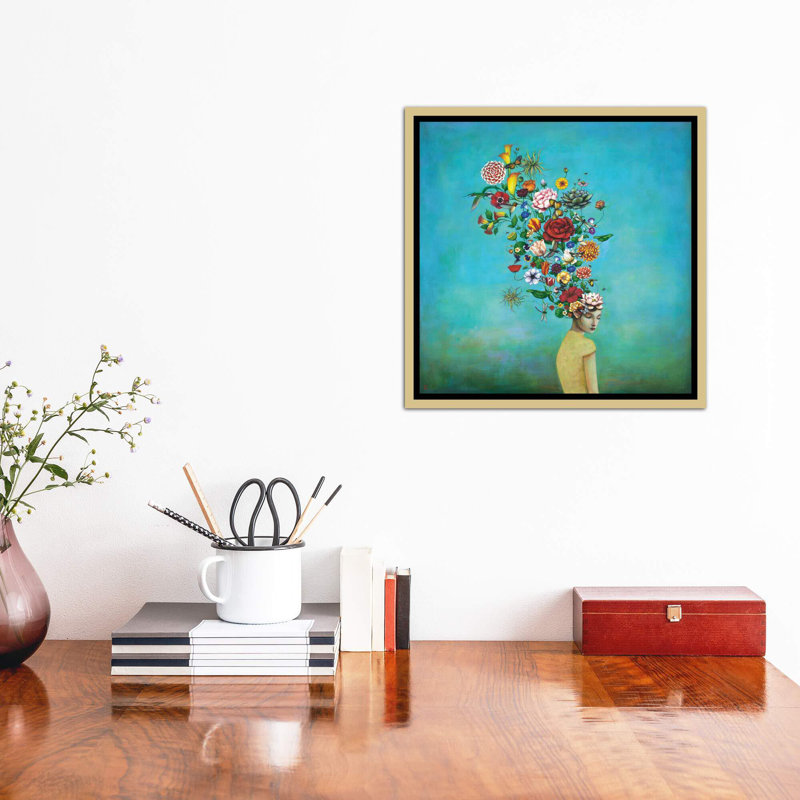 " A Mindful Garden " by Duy Huynh, Gold Framed Canvas, 37" H x 37" W x 1.5" D