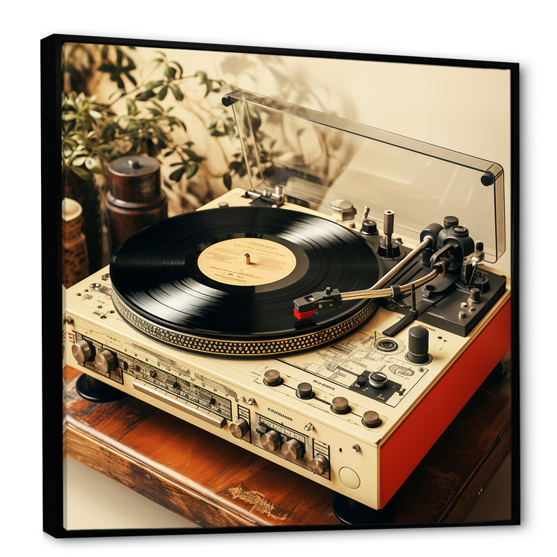 Art mural rétro vinyle vinyle Melody III - Platines, Noir, H 36 po x l 36 po