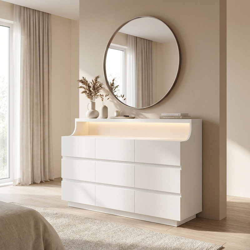 Commode 9 tiroirs 59 "pour chambre à coucher, Noir