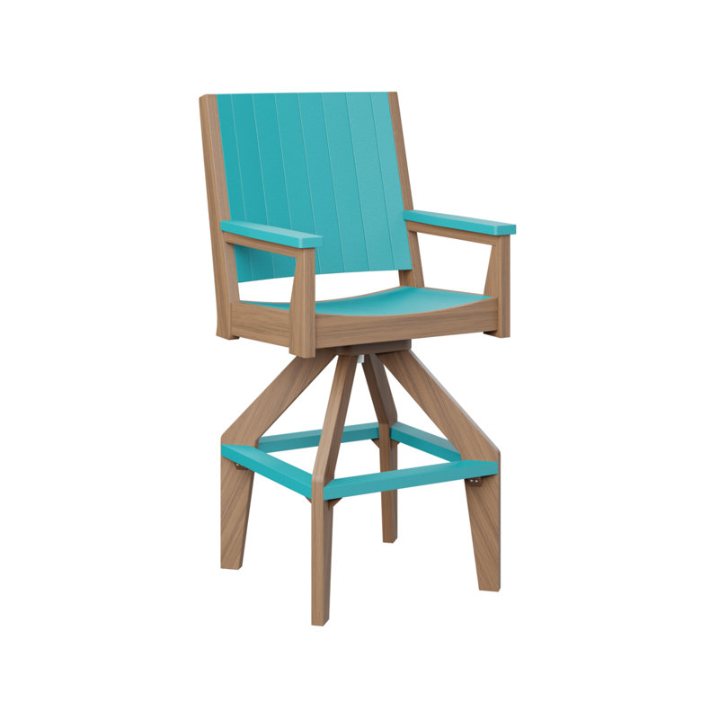 Mayhew Outdoor Bar Stool, Aruba Blue, Antique Mahogany