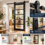 Porte de grange robuste Quadro 4522 Noir mat avec vitrage transparent, rail de 2 m (6,6 pi), quincaillerie renforcée, porte intérieure à panneau plein - 107 cm x 244 cm (42 po x 96 po) - vitrage transparent - rail noir-75672413