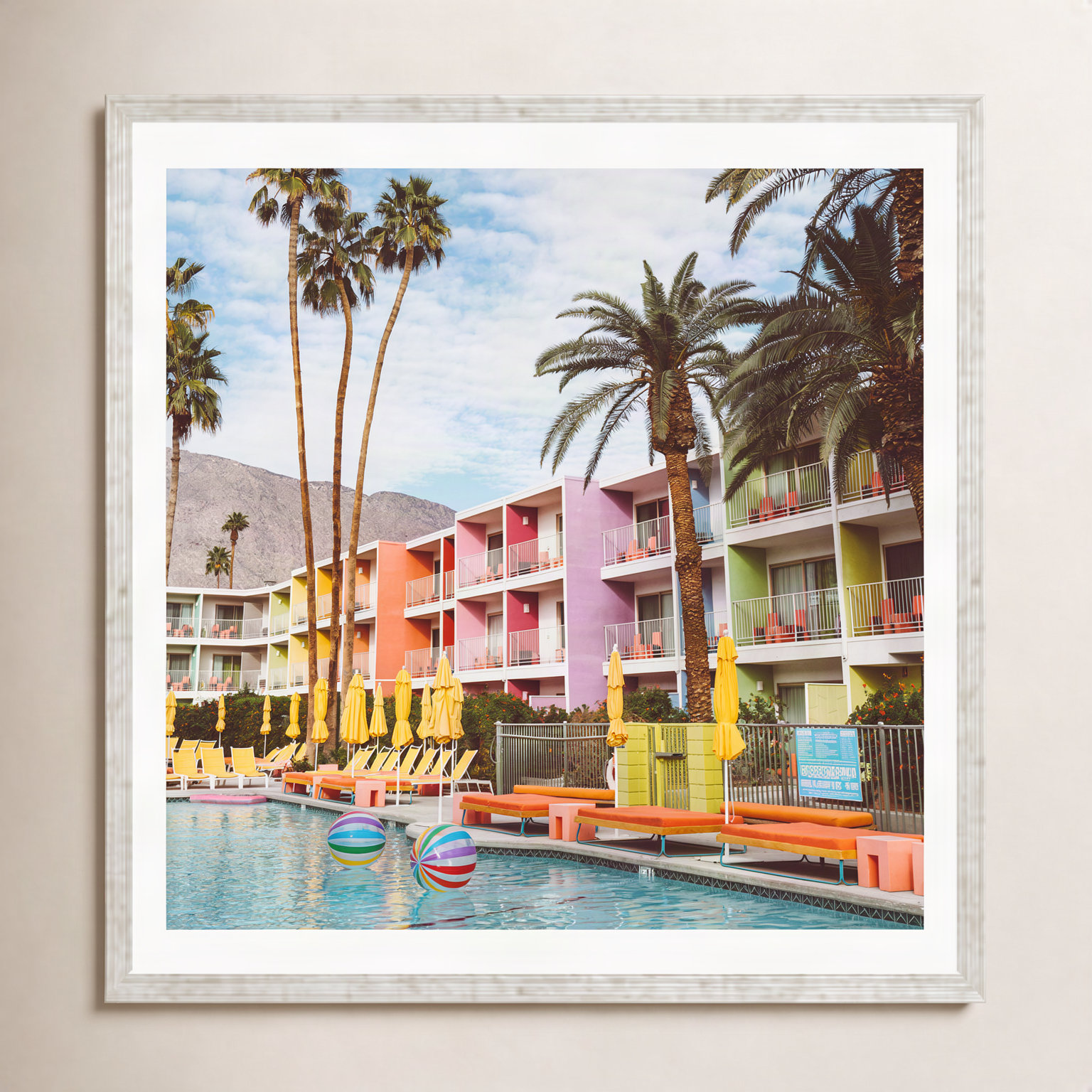 Tulle "Palm Springs Pool Day VII" Print, 30" H x 30" W x 0.75" D, Silver Single Picture Framed, Yes