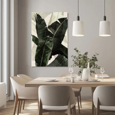 1Pc Framed Canvas Poster Print Tropical plants, banana leaves, abstract collage art style Wall Art Decor, Perfect for Room Decor Living Room Bedroom O