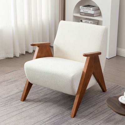 Kyajah 27.5" W Chenille Solid Wood Armchair