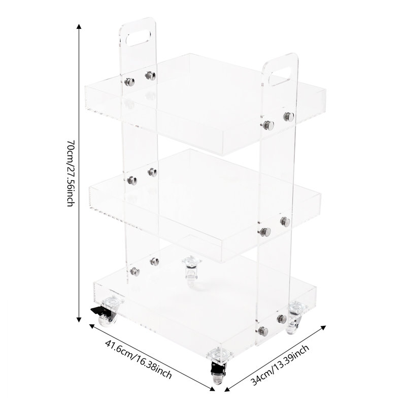 3-Tier Acrylic Utility Rolling Cart