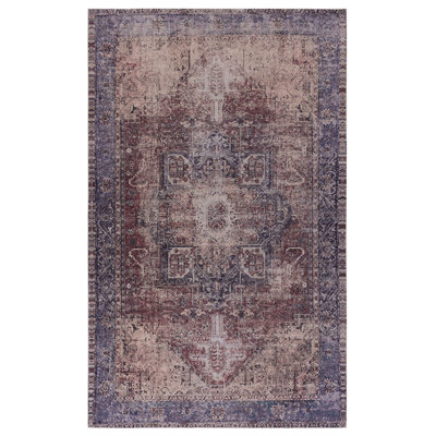 Area Rug 4x6, Washable, Non-slip, Non-shedding, Soft, For Bedroom, Living Room, Kitchen, Hallway - Pet & Burgundy 4x6 Rug, Machine Low-pile, Stain ,