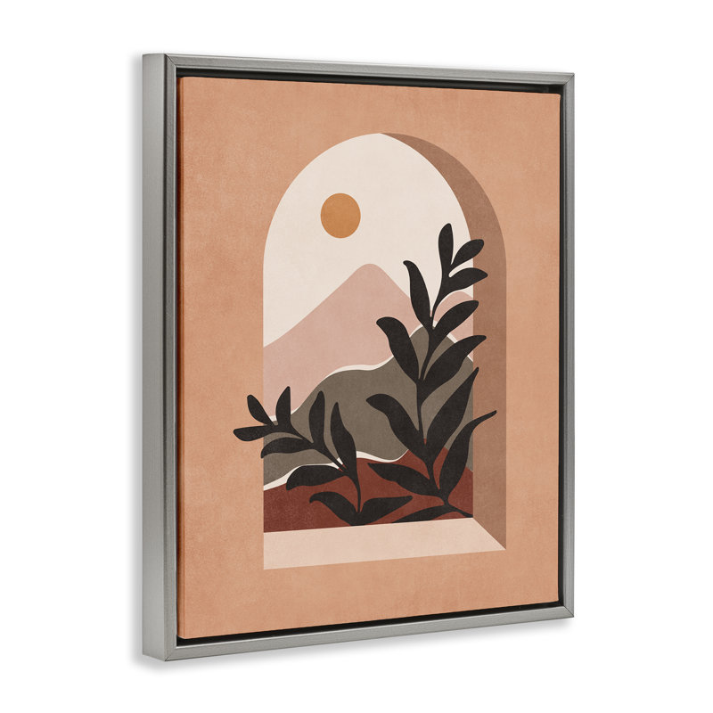 «Terracotta Boho Window», art mural encadré flottant noir par Nataly White, Cadre flottant gris lustré, H 21 po x l 17 po