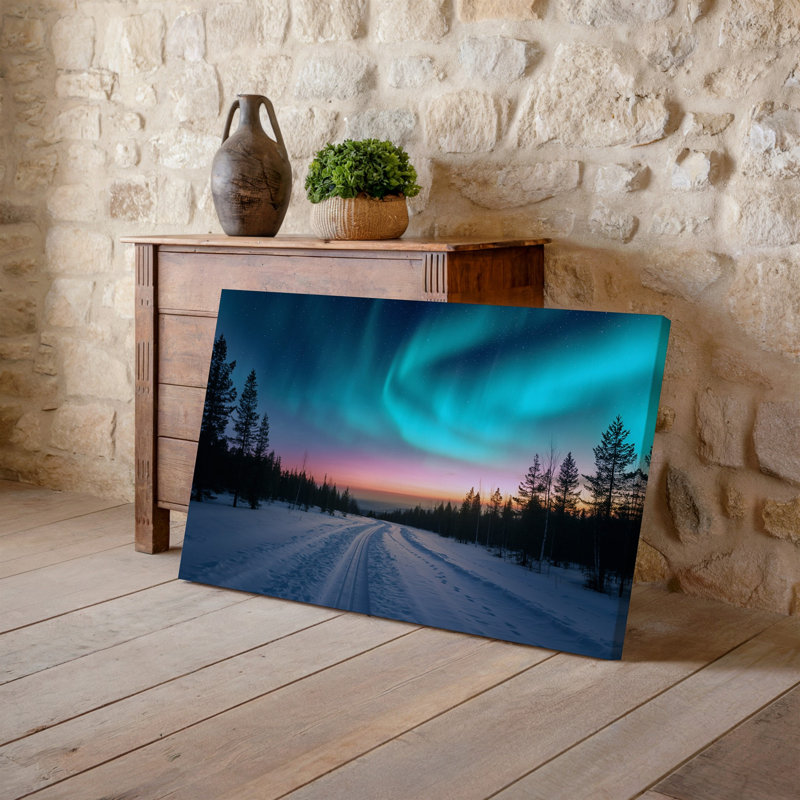 Toile, "Un paysage d'hiver serein au crépuscule", art mural menant à travers une forêt tranquille, H 9 po x l 12 po