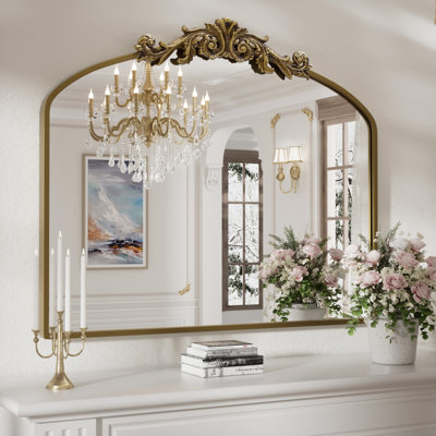 Vintage Antique Mirror with Baroque Ornate Frame, Bathroom Wall Mirror for Decor