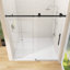 Porte de douche 72 po x 76 po coulissante simple sans cadre avec quincaillerie noir mat et verre trempé de 1/4 po pour salle de bain moderne