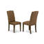 Ensemble de table de salle à manger 7 pièces avec un grand plateau de table Jacobean patiné et 6 chaises Parson beige brun avec têtes de clou et finition jacobine capitonnée et patinée-48917447-48917446-48917441