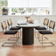 Ensemble de 4 chaises de salle à manger en rotin vert, chaises de cuisine modernes en bois de style Mid-Century, chaise de salle à manger en maille à dossier en filet, chaises design Cesca avec pieds en métal chromé-2028437250-2028437263