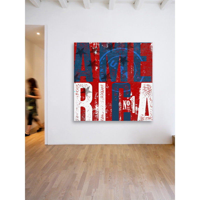 Reproduction d’art textuel sur toile, "America no. 1" par Rick Martin, H 18 po x l 18 po x P 1,5 po